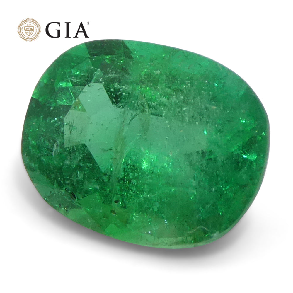 1.57ct Cushion Green Emerald GIA Certified Zambia (F1) - Skyjems Wholesale Gemstones