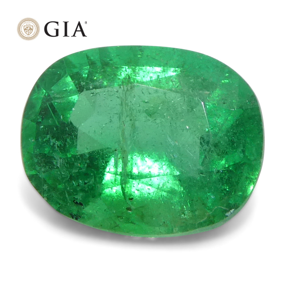 1.57ct Cushion Green Emerald GIA Certified Zambia (F1) - Skyjems Wholesale Gemstones