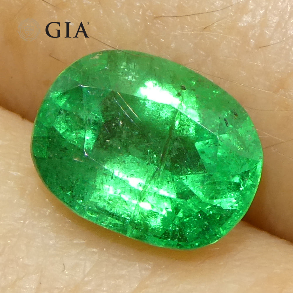 1.57ct Cushion Green Emerald GIA Certified Zambia (F1) - Skyjems Wholesale Gemstones