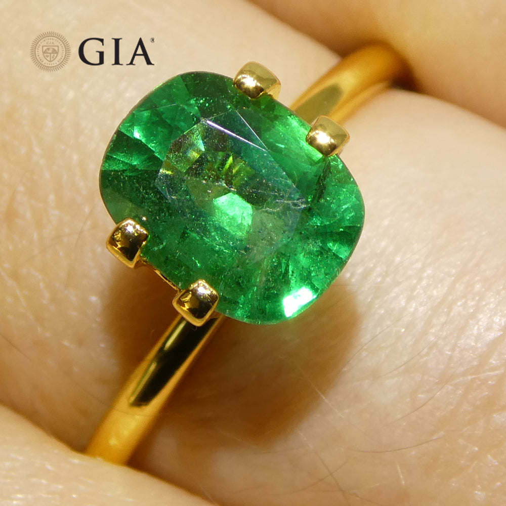 1.63ct Cushion Green Emerald GIA Certified Zambia (F2) - Skyjems Wholesale Gemstones