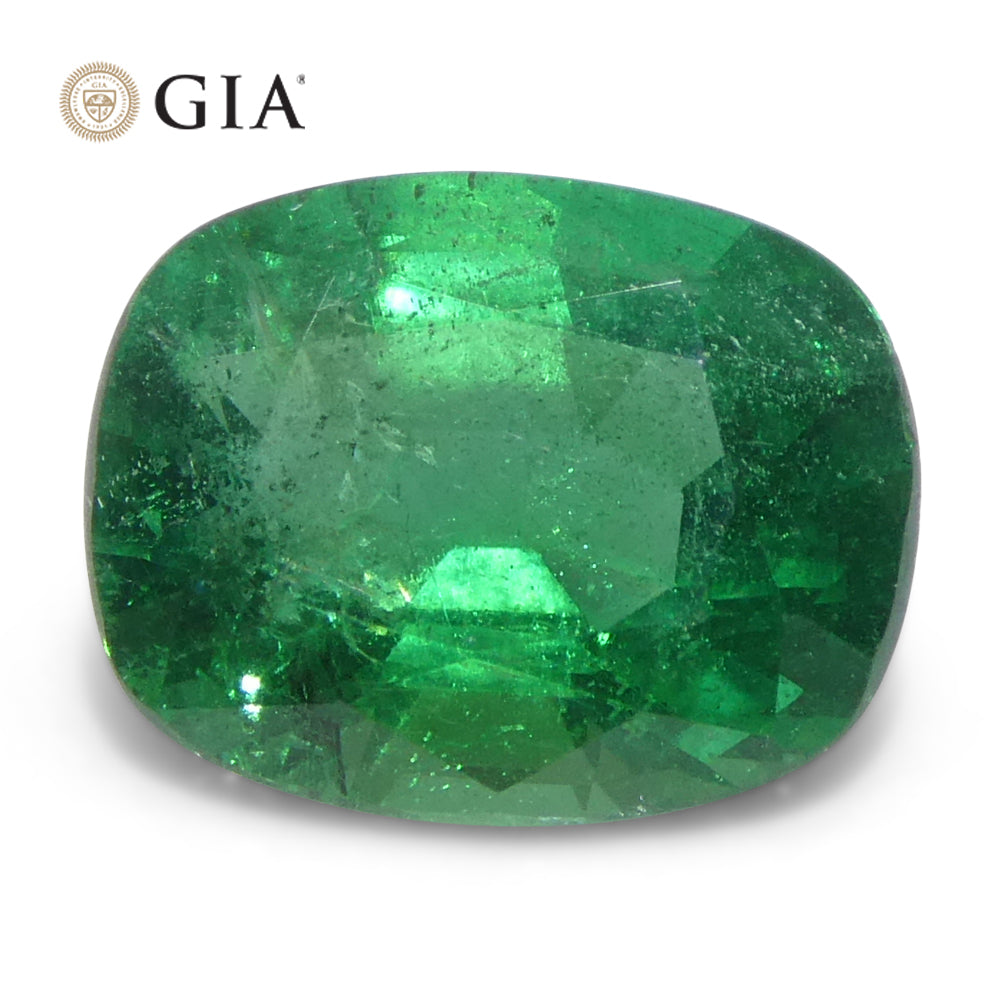 1.63ct Cushion Green Emerald GIA Certified Zambia (F2) - Skyjems Wholesale Gemstones