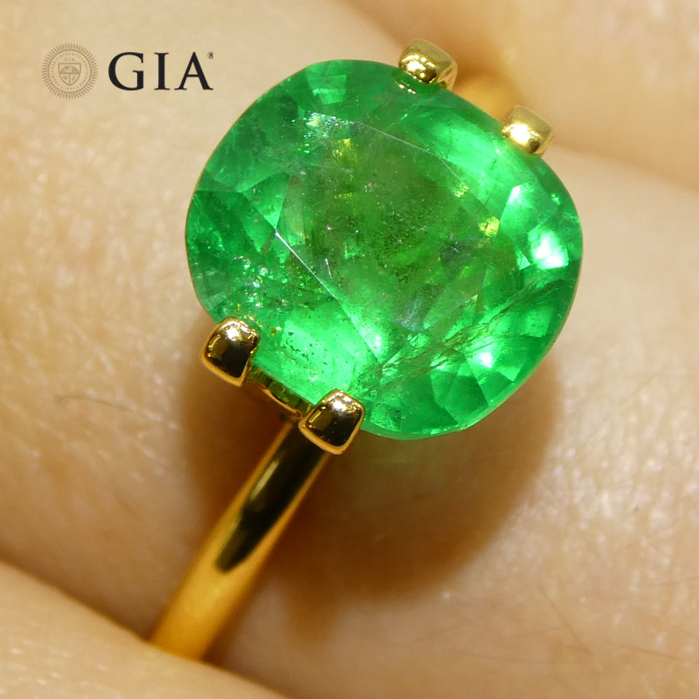 2.93ct Cushion Green Emerald GIA Certified Zambia (F2) - Skyjems Wholesale Gemstones