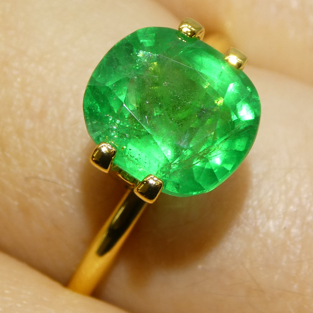 2.93ct Cushion Green Emerald GIA Certified Zambia (F2) - Skyjems Wholesale Gemstones