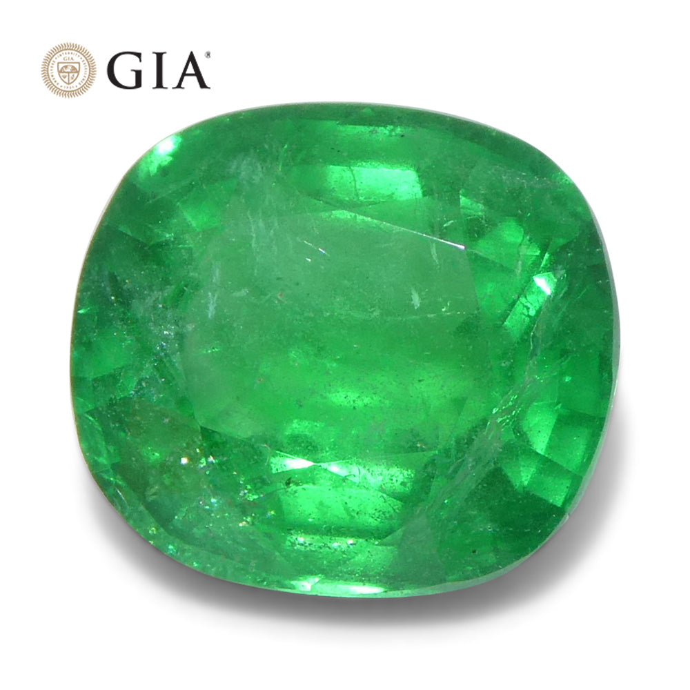 2.93ct Cushion Green Emerald GIA Certified Zambia (F2) - Skyjems Wholesale Gemstones