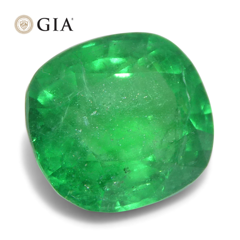 2.93ct Cushion Green Emerald GIA Certified Zambia (F2) - Skyjems Wholesale Gemstones