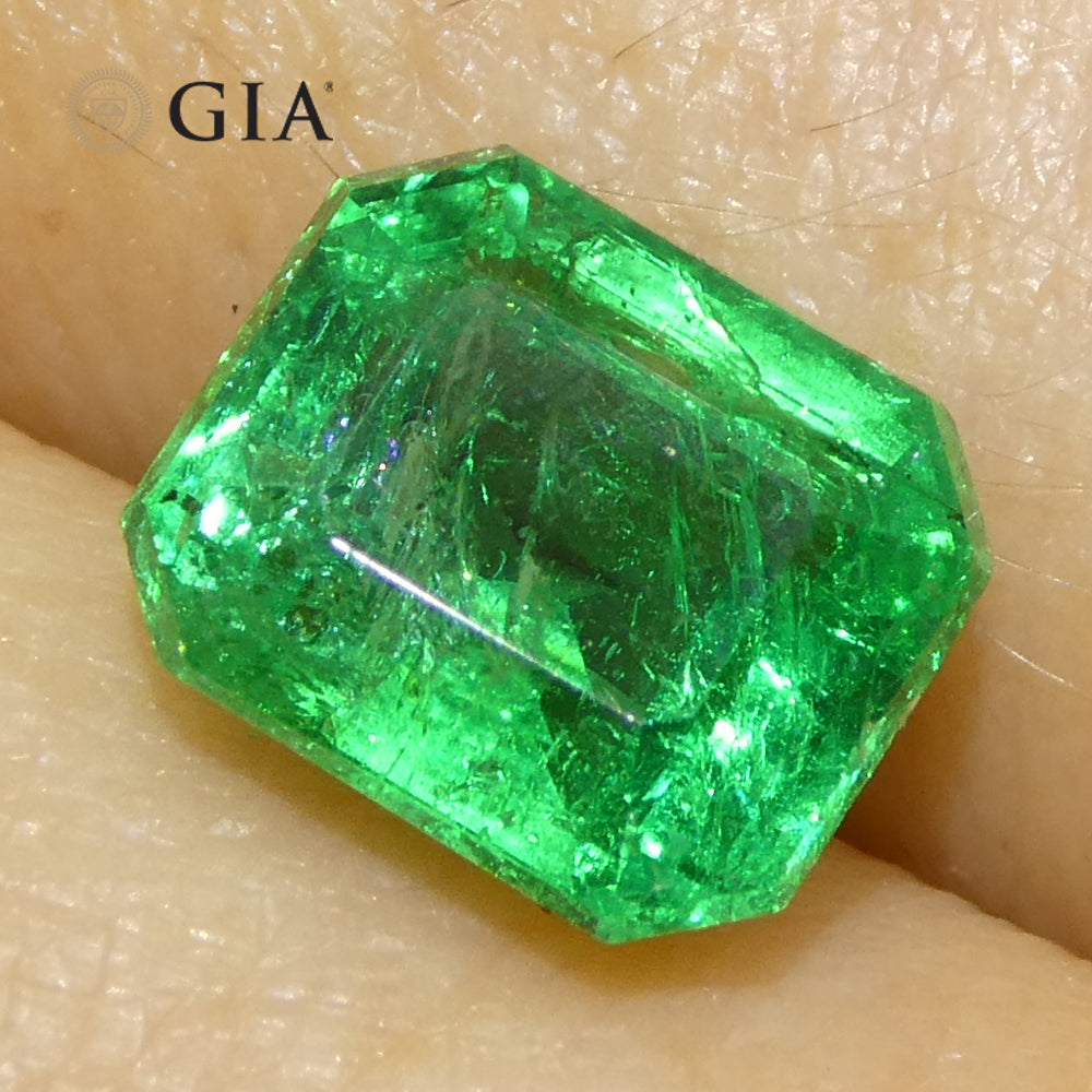 1.97ct Octagonal/Emerald Cut Green Emerald GIA Certified Zambia (F2) - Skyjems Wholesale Gemstones