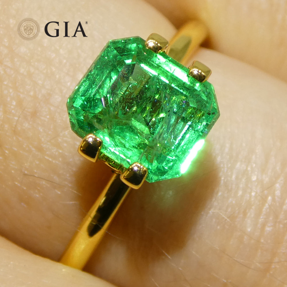 1.97ct Octagonal/Emerald Cut Green Emerald GIA Certified Zambia (F2) - Skyjems Wholesale Gemstones