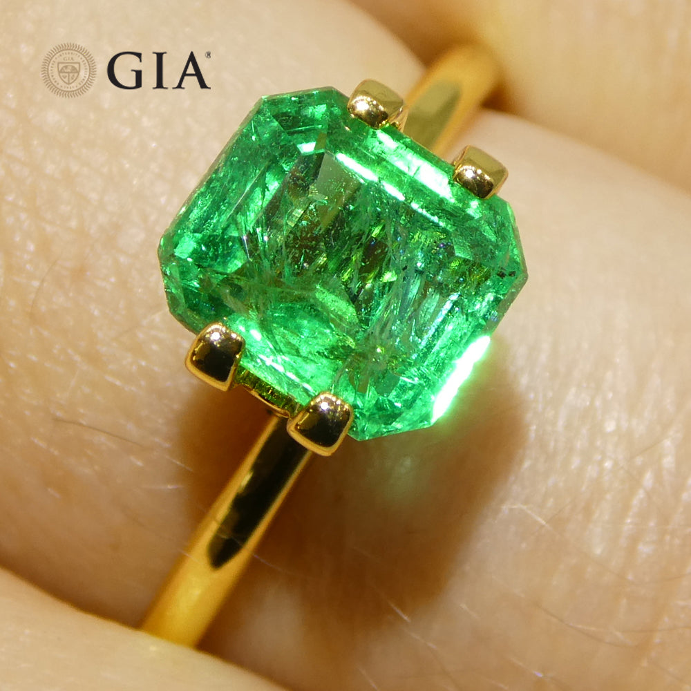 1.97ct Octagonal/Emerald Cut Green Emerald GIA Certified Zambia (F2) - Skyjems Wholesale Gemstones