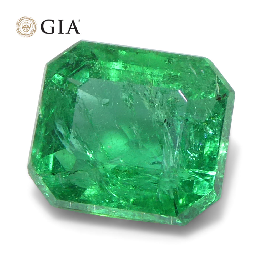 1.97ct Octagonal/Emerald Cut Green Emerald GIA Certified Zambia (F2) - Skyjems Wholesale Gemstones