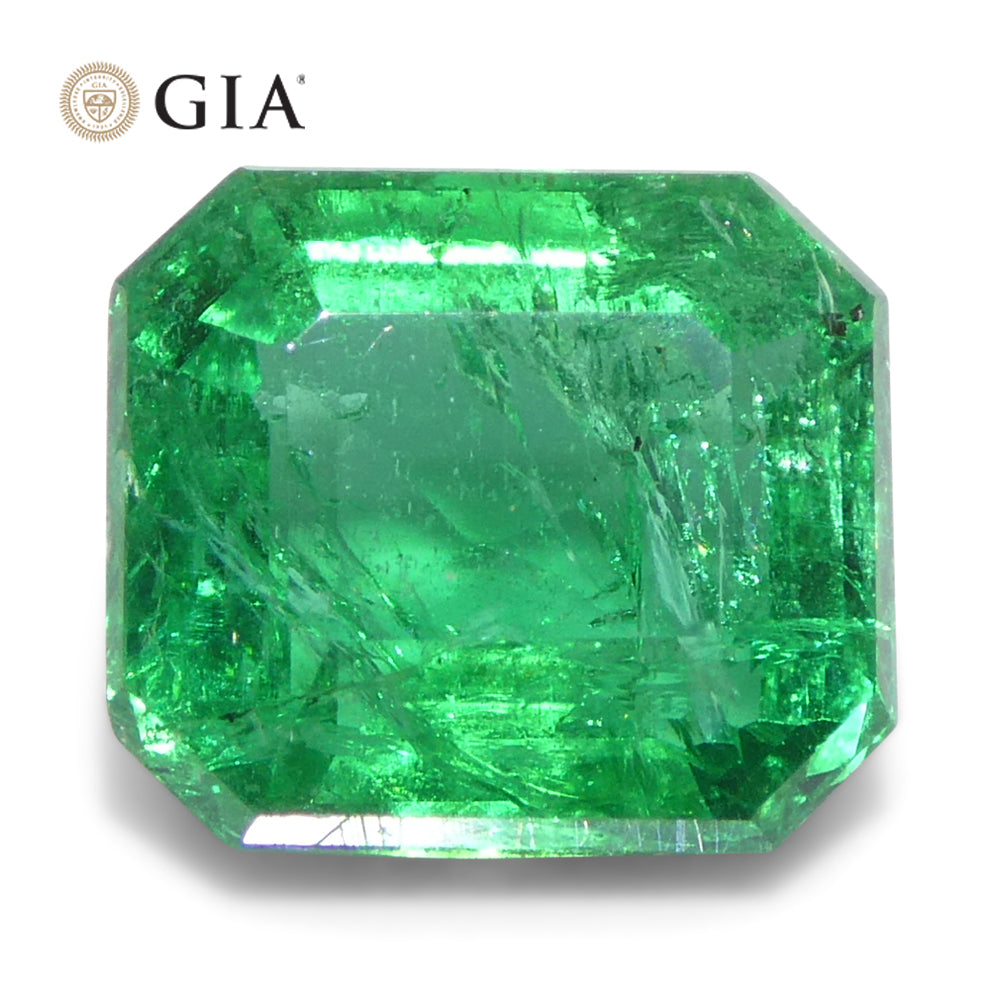 1.97ct Octagonal/Emerald Cut Green Emerald GIA Certified Zambia (F2) - Skyjems Wholesale Gemstones
