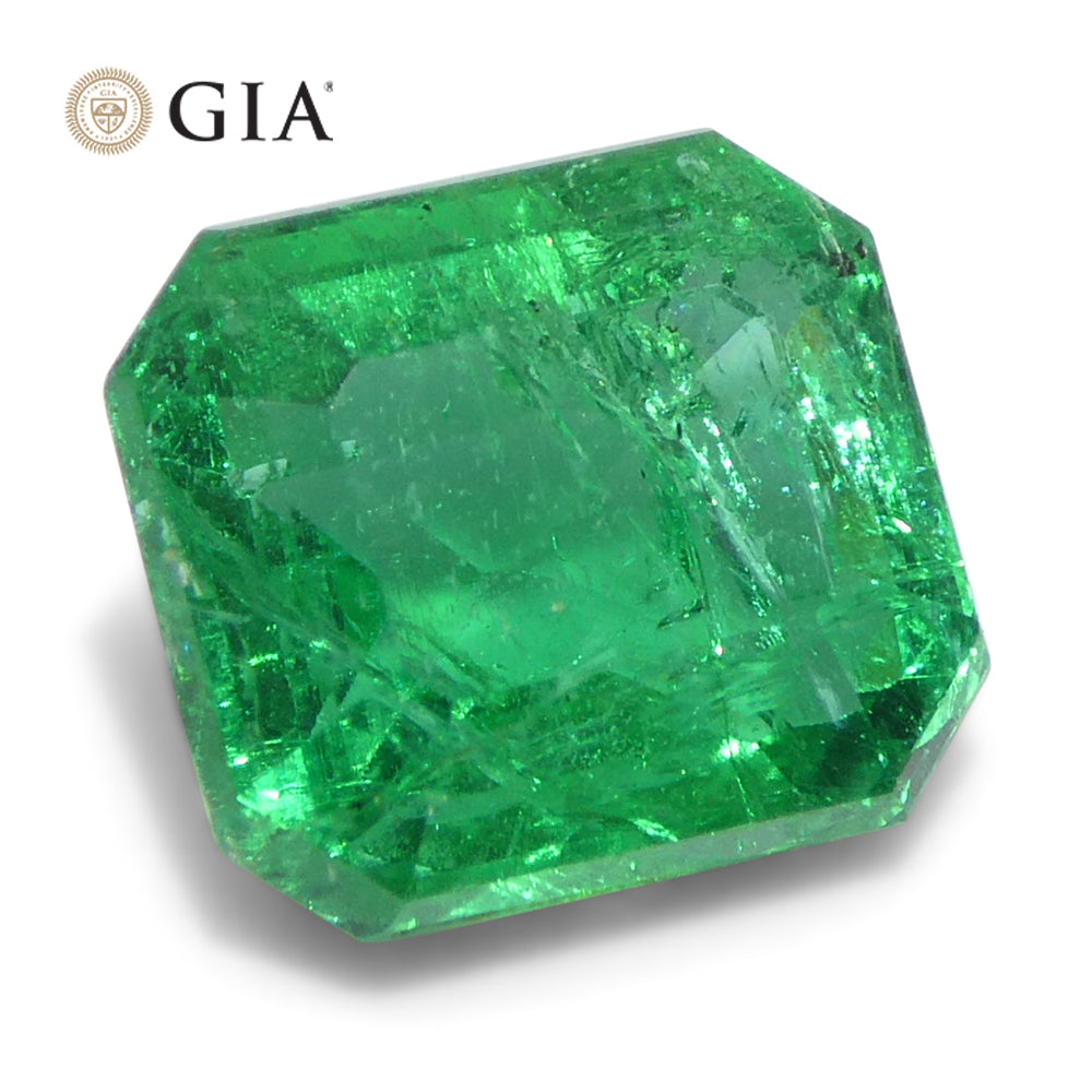 1.97ct Octagonal/Emerald Cut Green Emerald GIA Certified Zambia (F2) - Skyjems Wholesale Gemstones