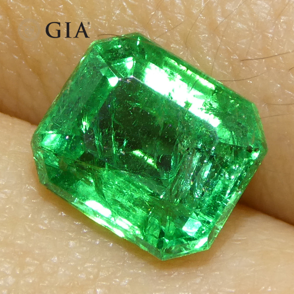 1.97ct Octagonal/Emerald Cut Green Emerald GIA Certified Zambia (F2) - Skyjems Wholesale Gemstones
