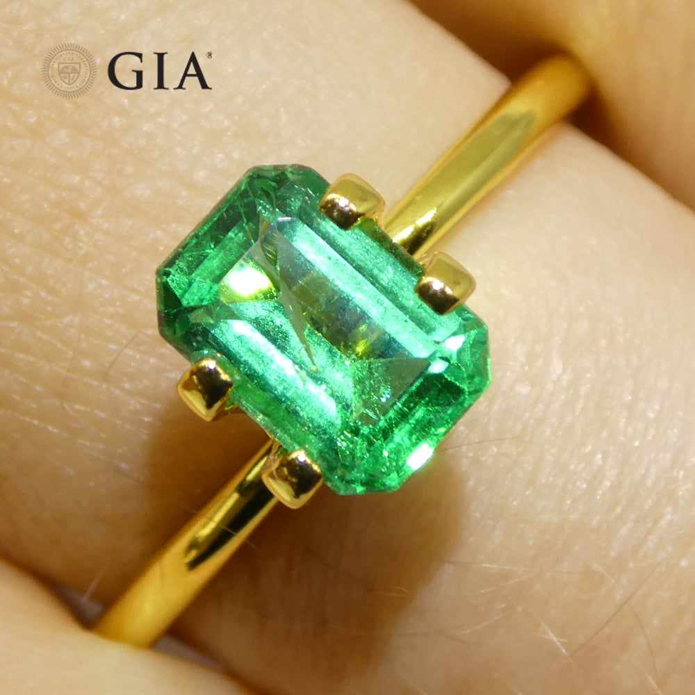 1.23ct Octagonal/Emerald Cut Green Emerald GIA Certified Zambia (F1) - Skyjems Wholesale Gemstones