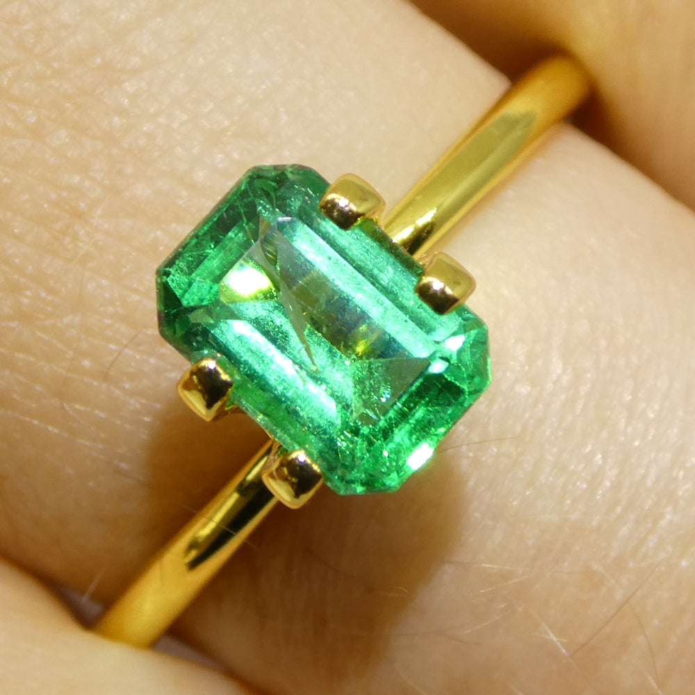 1.23ct Octagonal/Emerald Cut Green Emerald GIA Certified Zambia (F1) - Skyjems Wholesale Gemstones