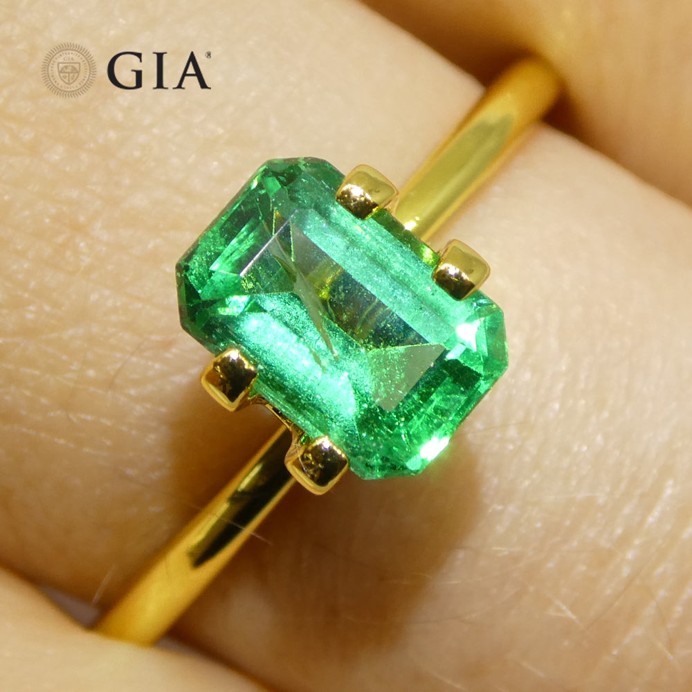 1.23ct Octagonal/Emerald Cut Green Emerald GIA Certified Zambia (F1) - Skyjems Wholesale Gemstones