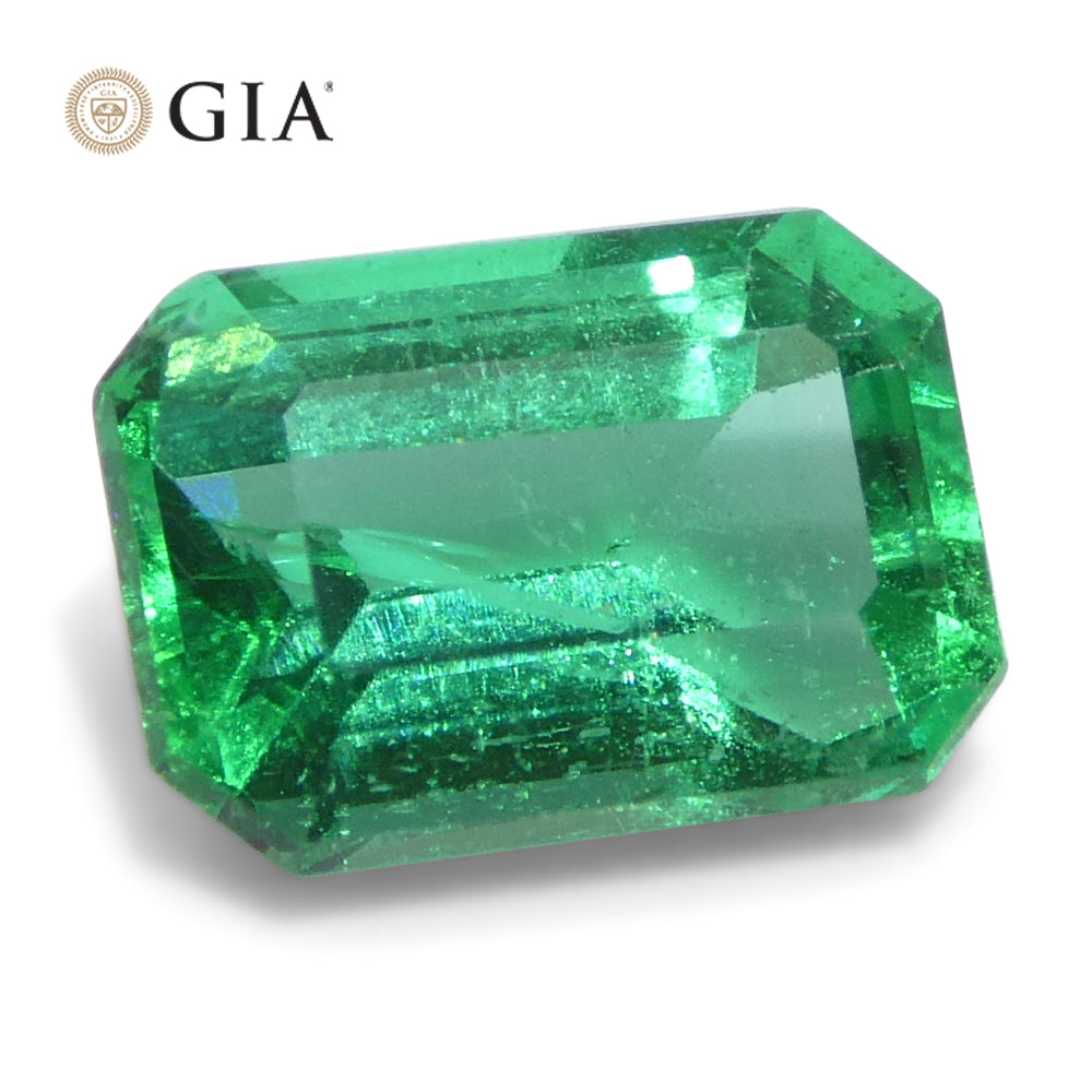 1.23ct Octagonal/Emerald Cut Green Emerald GIA Certified Zambia (F1) - Skyjems Wholesale Gemstones