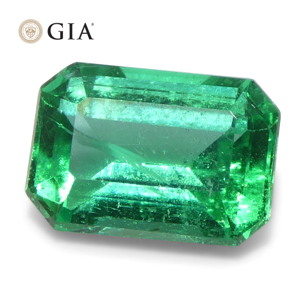 1.23ct Octagonal/Emerald Cut Green Emerald GIA Certified Zambia (F1) - Skyjems Wholesale Gemstones