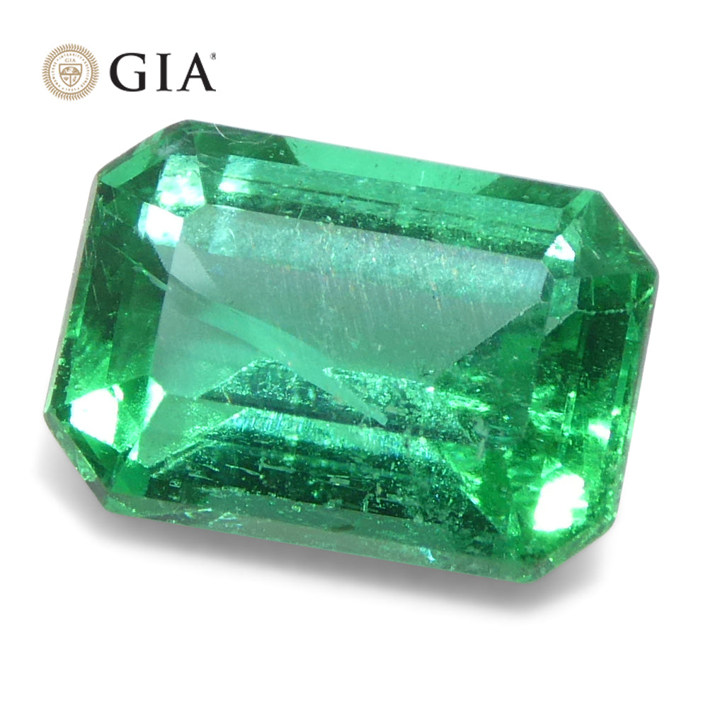 1.23ct Octagonal/Emerald Cut Green Emerald GIA Certified Zambia (F1) - Skyjems Wholesale Gemstones