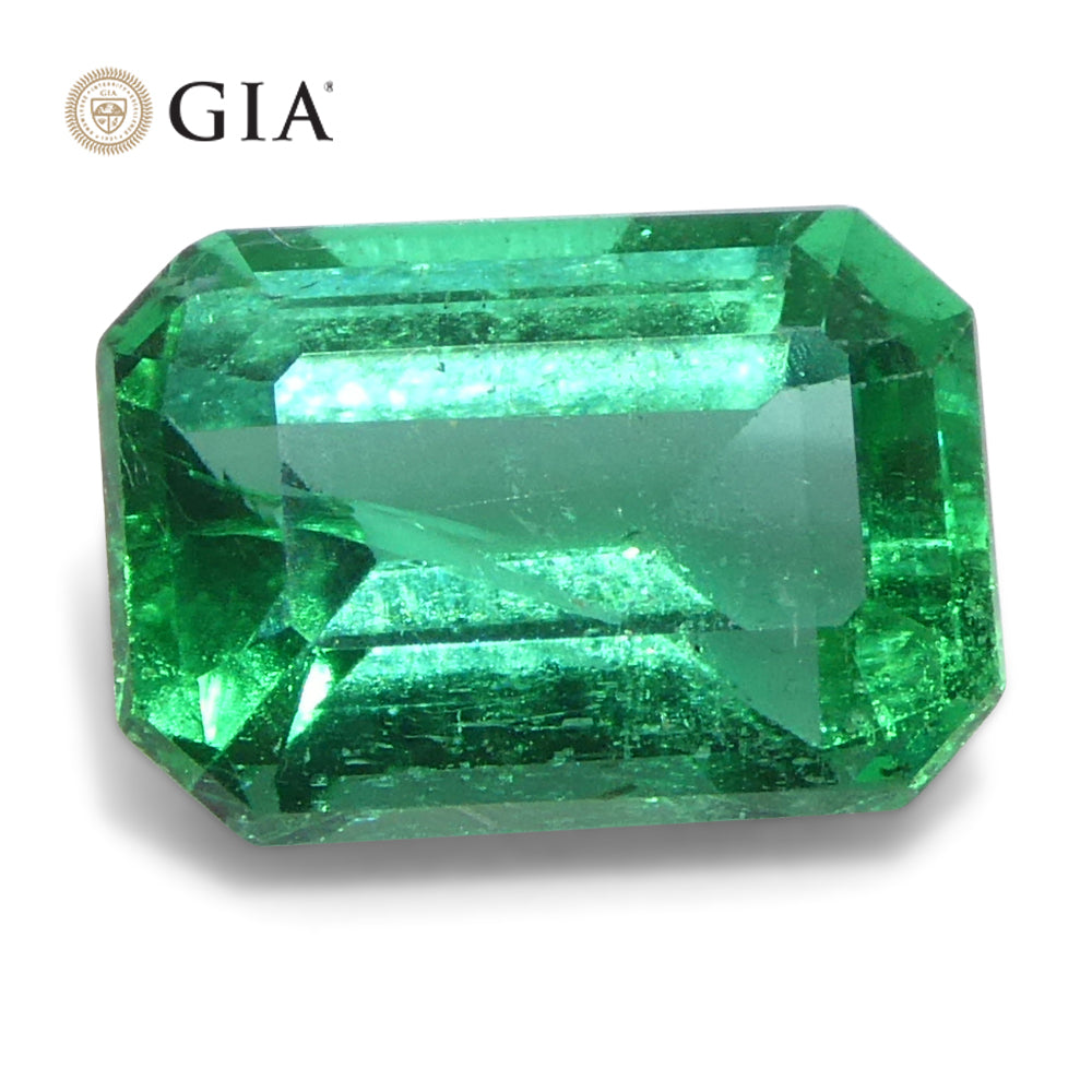 1.23ct Octagonal/Emerald Cut Green Emerald GIA Certified Zambia (F1) - Skyjems Wholesale Gemstones