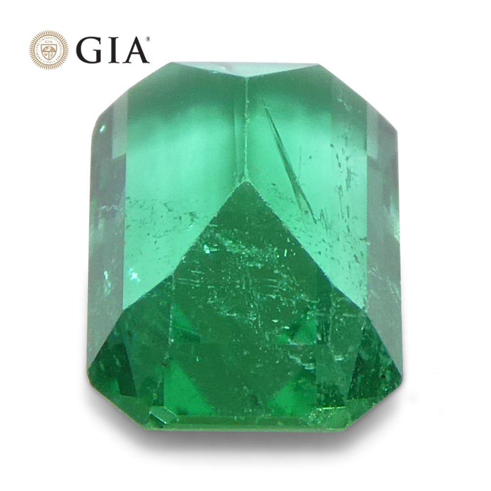 1.23ct Octagonal/Emerald Cut Green Emerald GIA Certified Zambia (F1) - Skyjems Wholesale Gemstones