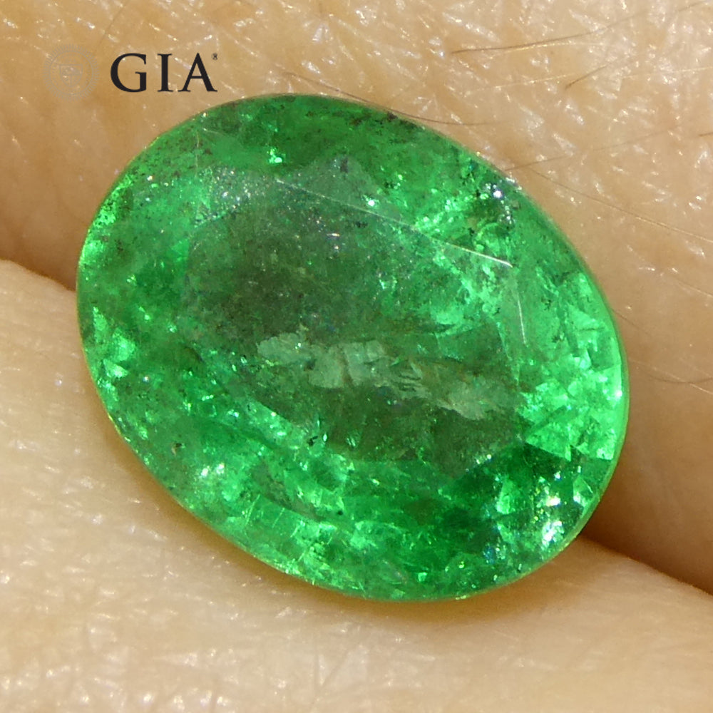 2.23ct Oval Green Emerald GIA Certified Zambia (F2) - Skyjems Wholesale Gemstones