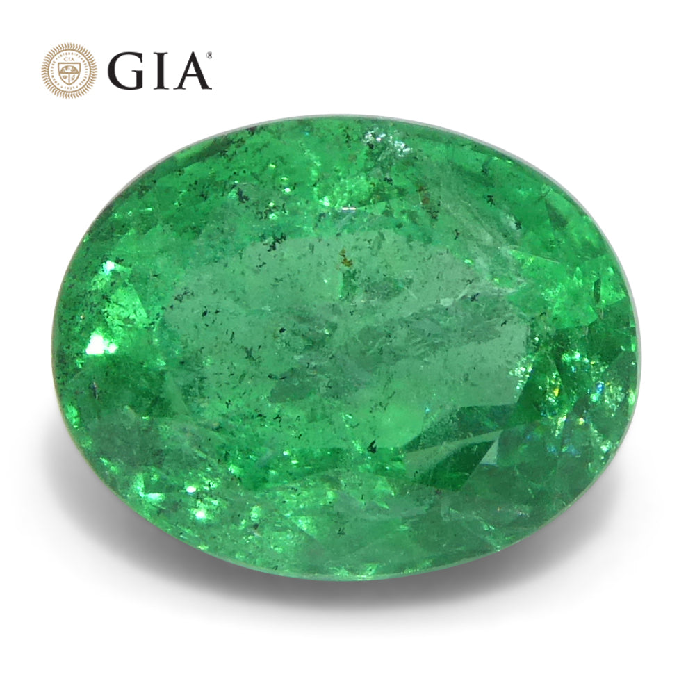 2.23ct Oval Green Emerald GIA Certified Zambia (F2) - Skyjems Wholesale Gemstones