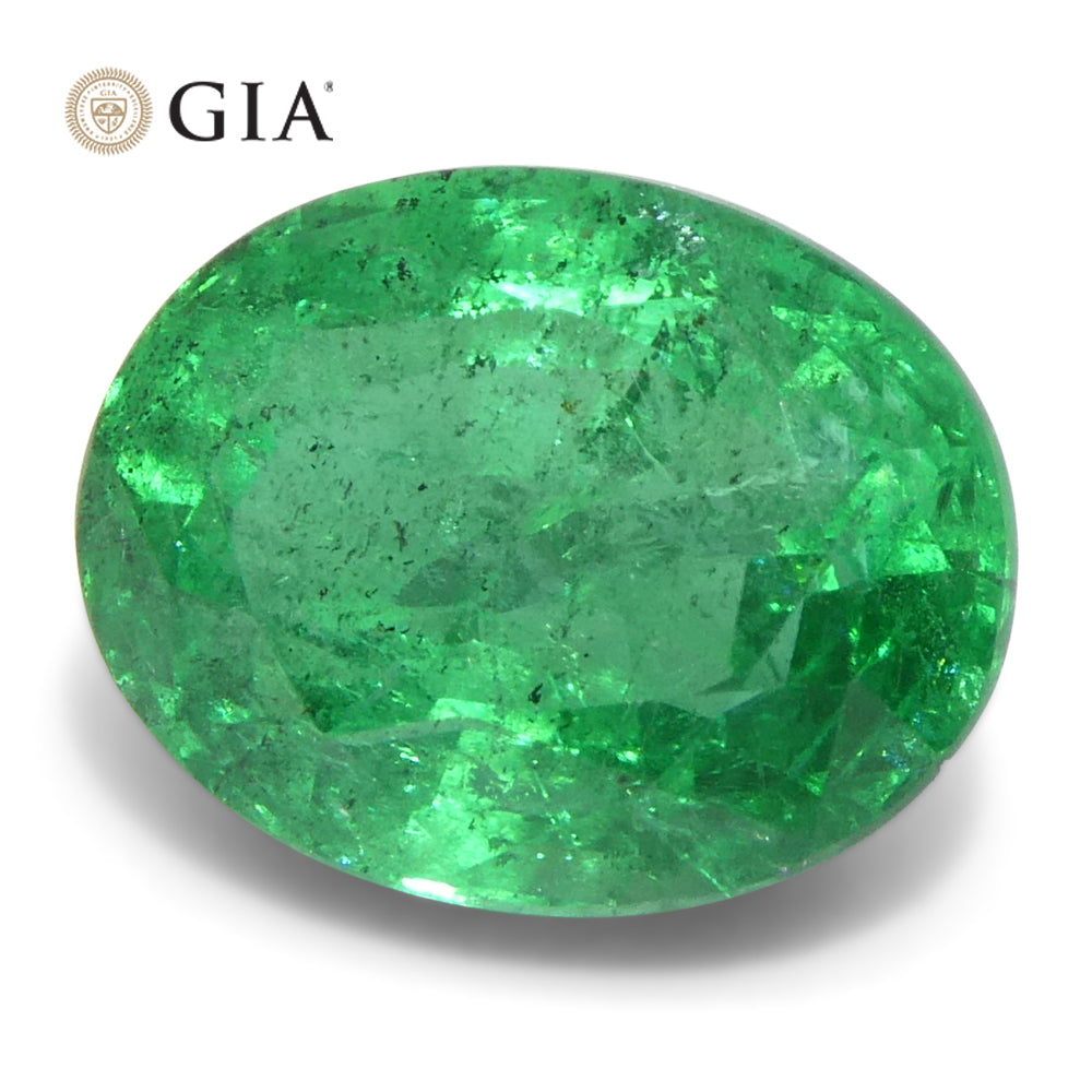 2.23ct Oval Green Emerald GIA Certified Zambia (F2) - Skyjems Wholesale Gemstones