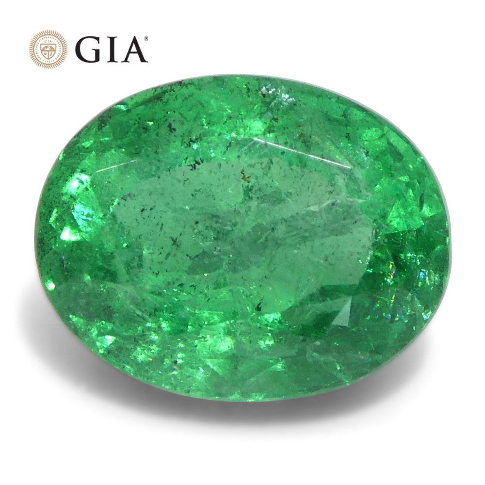 2.23ct Oval Green Emerald GIA Certified Zambia (F2) - Skyjems Wholesale Gemstones