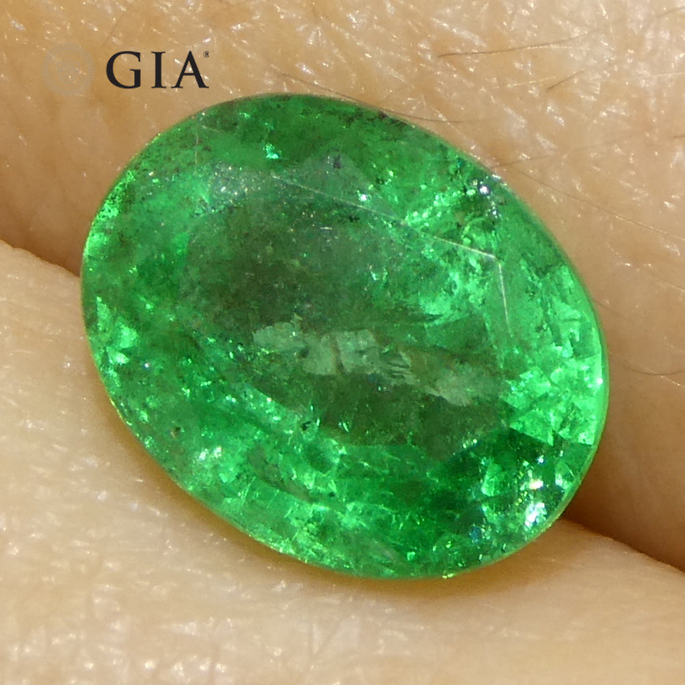 2.23ct Oval Green Emerald GIA Certified Zambia (F2) - Skyjems Wholesale Gemstones