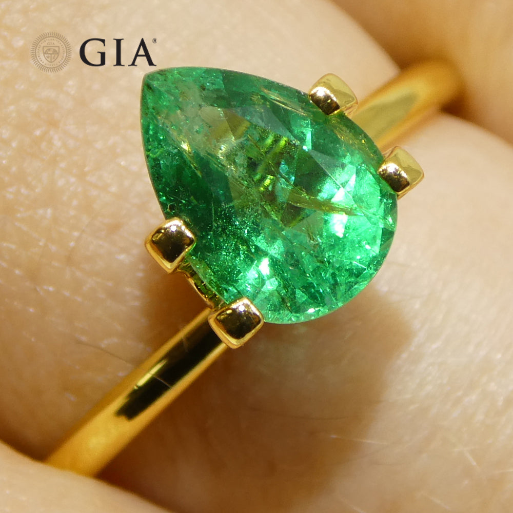 1.49ct Pear Green Emerald GIA Certified Zambia (F1) - Skyjems Wholesale Gemstones