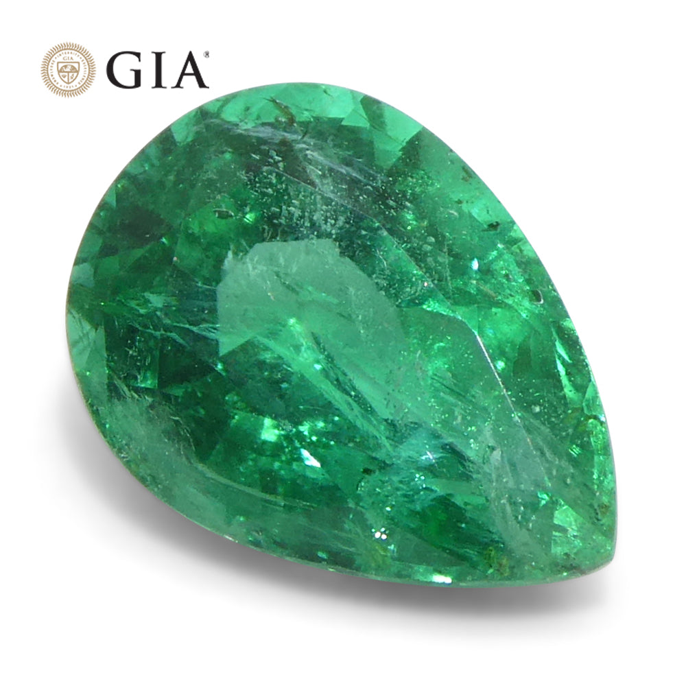 1.49ct Pear Green Emerald GIA Certified Zambia (F1) - Skyjems Wholesale Gemstones