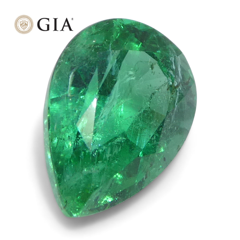 1.49ct Pear Green Emerald GIA Certified Zambia (F1) - Skyjems Wholesale Gemstones