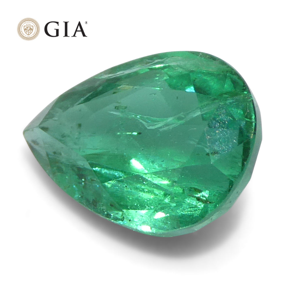 1.49ct Pear Green Emerald GIA Certified Zambia (F1) - Skyjems Wholesale Gemstones
