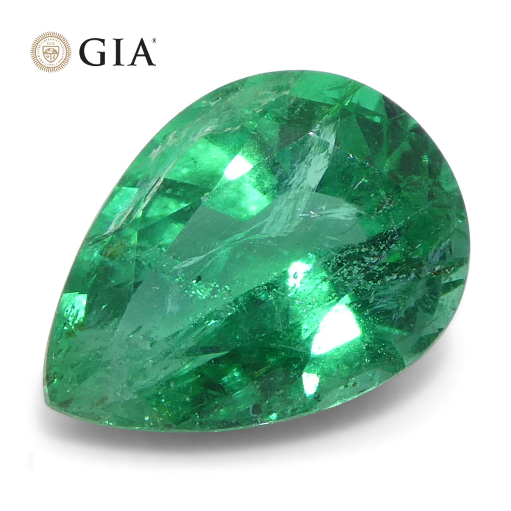 1.49ct Pear Green Emerald GIA Certified Zambia (F1) - Skyjems Wholesale Gemstones
