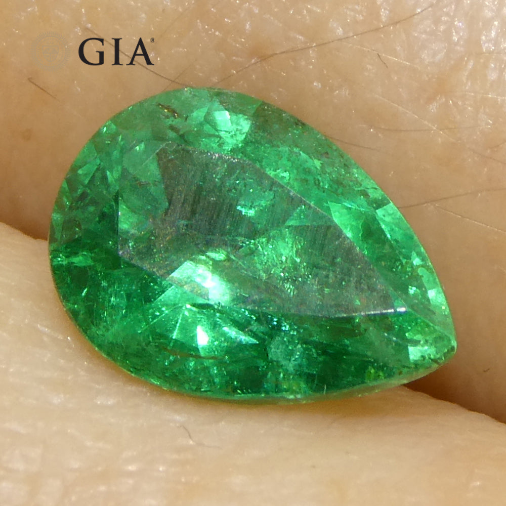 1.49ct Pear Green Emerald GIA Certified Zambia (F1) - Skyjems Wholesale Gemstones