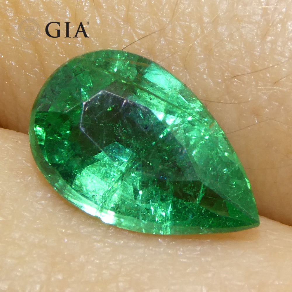 1.92ct Pear Green Emerald GIA Certified Zambia (F2) - Skyjems Wholesale Gemstones