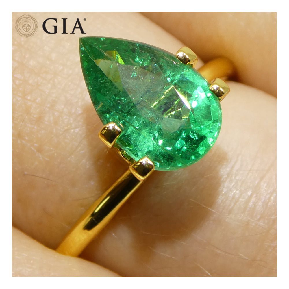 1.92ct Pear Green Emerald GIA Certified Zambia (F2) - Skyjems Wholesale Gemstones