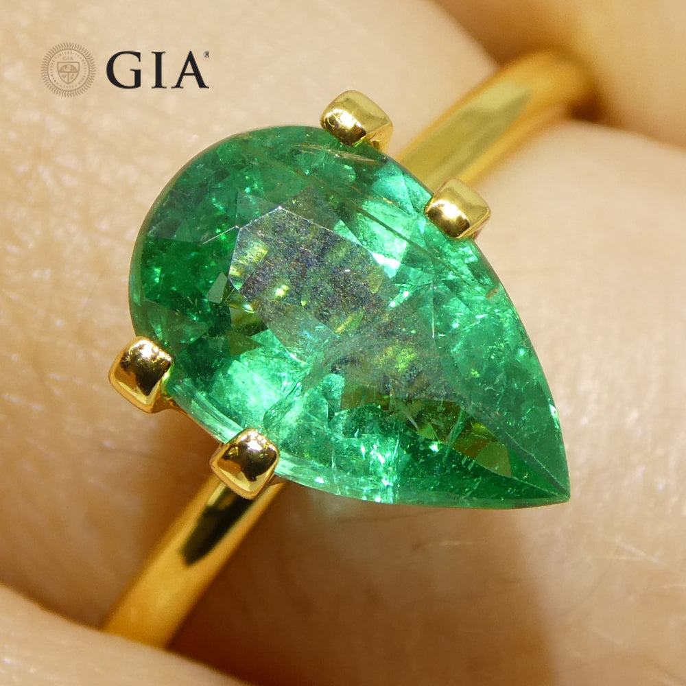 1.92ct Pear Green Emerald GIA Certified Zambia (F2) - Skyjems Wholesale Gemstones