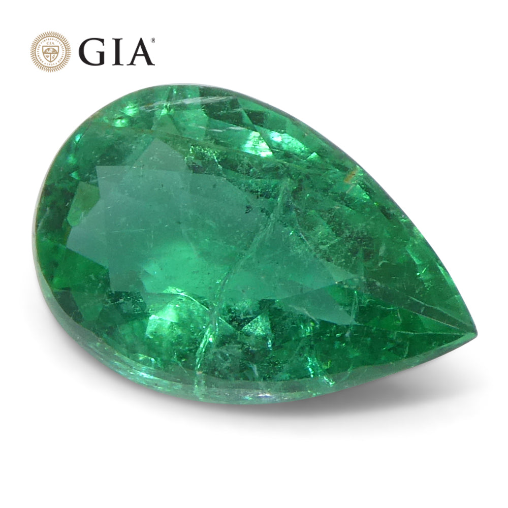 1.92ct Pear Green Emerald GIA Certified Zambia (F2) - Skyjems Wholesale Gemstones