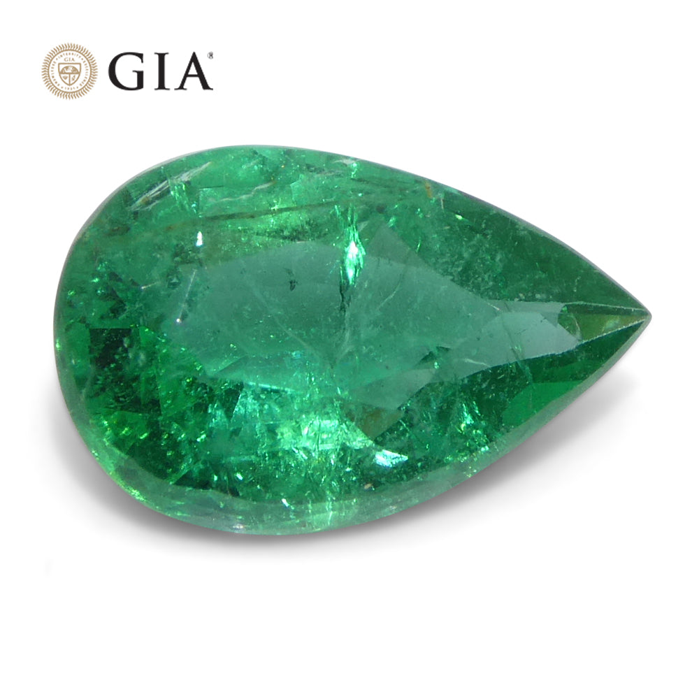 1.92ct Pear Green Emerald GIA Certified Zambia (F2) - Skyjems Wholesale Gemstones