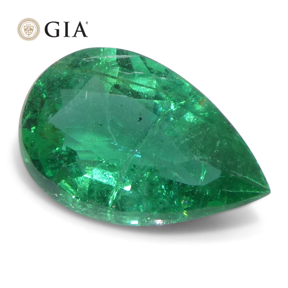 1.92ct Pear Green Emerald GIA Certified Zambia (F2) - Skyjems Wholesale Gemstones