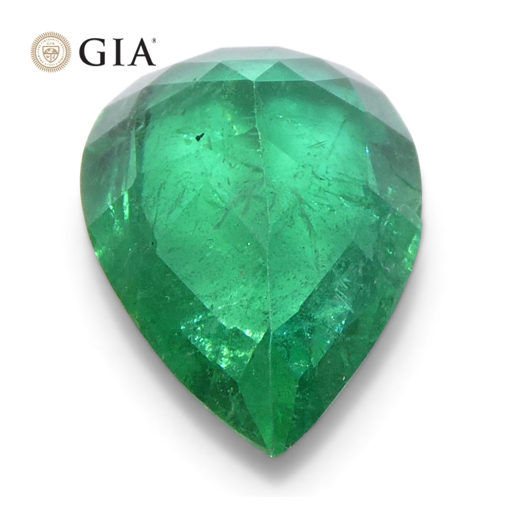 1.92ct Pear Green Emerald GIA Certified Zambia (F2) - Skyjems Wholesale Gemstones