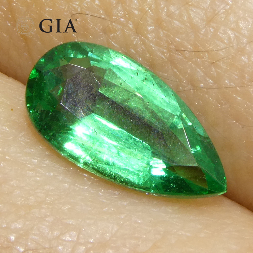 1.56ct Pear Green Emerald GIA Certified Zambia (F1) - Skyjems Wholesale Gemstones