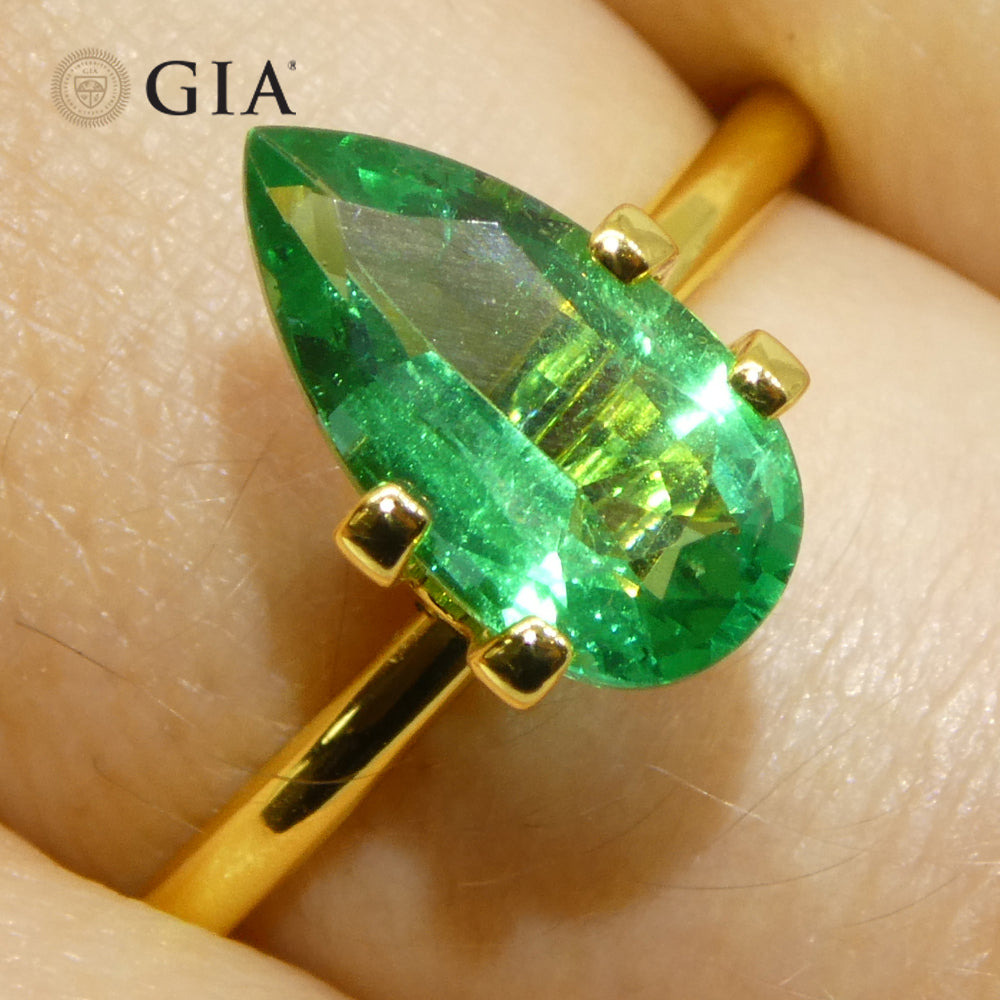 1.56ct Pear Green Emerald GIA Certified Zambia (F1) - Skyjems Wholesale Gemstones