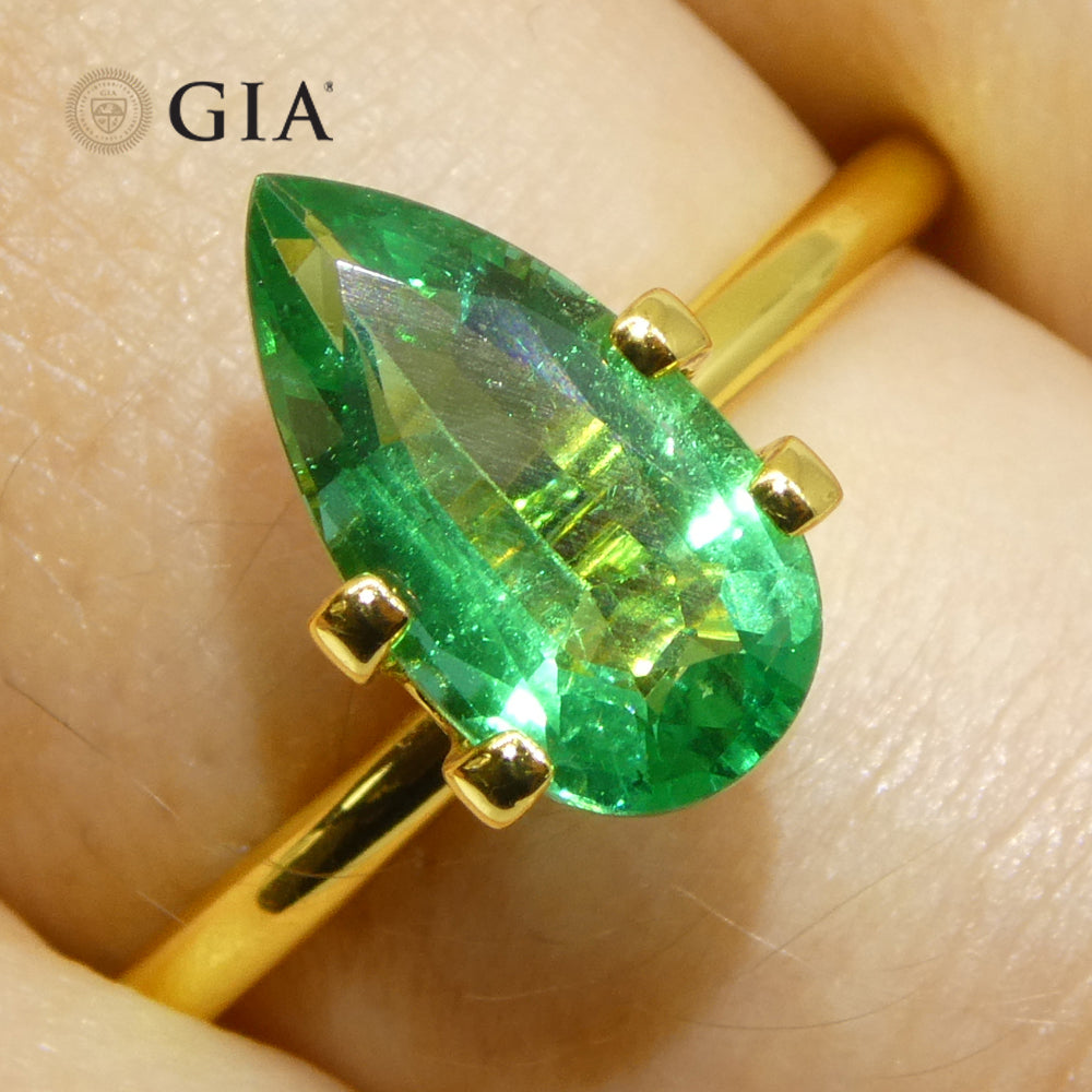 1.56ct Pear Green Emerald GIA Certified Zambia (F1) - Skyjems Wholesale Gemstones