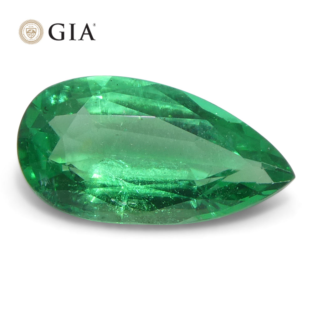 1.56ct Pear Green Emerald GIA Certified Zambia (F1) - Skyjems Wholesale Gemstones