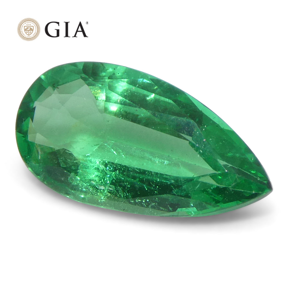 1.56ct Pear Green Emerald GIA Certified Zambia (F1) - Skyjems Wholesale Gemstones