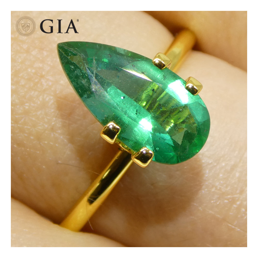 1.9ct Pear Green Emerald GIA Certified Zambia (F1) - Skyjems Wholesale Gemstones