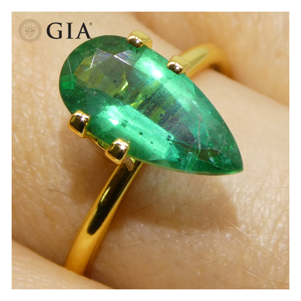 1.9ct Pear Green Emerald GIA Certified Zambia (F1) - Skyjems Wholesale Gemstones