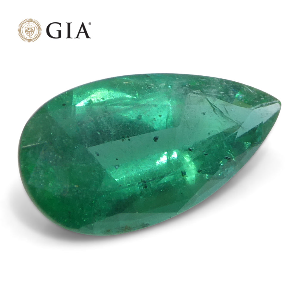 1.9ct Pear Green Emerald GIA Certified Zambia (F1) - Skyjems Wholesale Gemstones